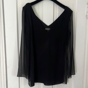 Sophisticated Silk Sheer Sleeve Top